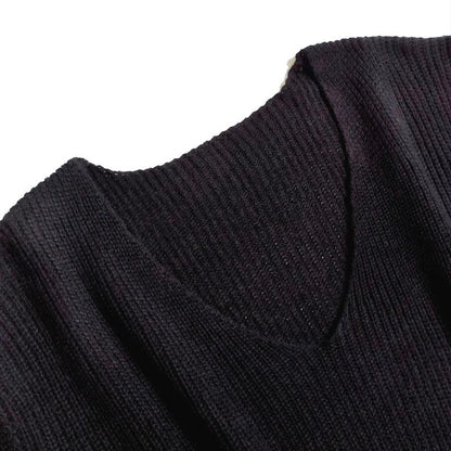 Women'S Slit Hem Drop Shoulder Sweater, New Autumn and Winter Knitted Top, Can Be Worn as a Skirt, One-Shoulder Sweater, Deep V-Neck Top, Personality Often Women'S Clothing，Engagement Bride Crewneck Sweatshirt